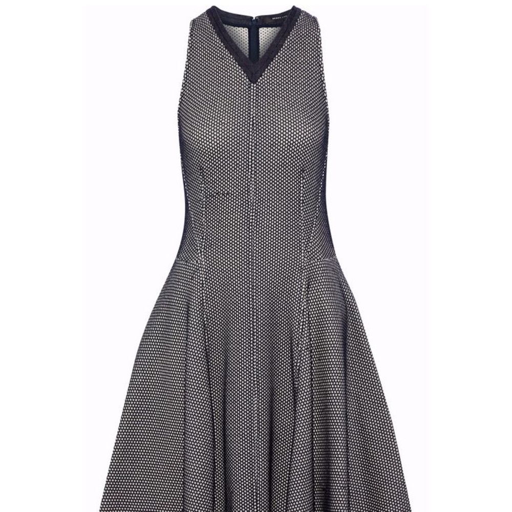 NWT DEREK LAM Pleated jacquard-knit dress Size 8